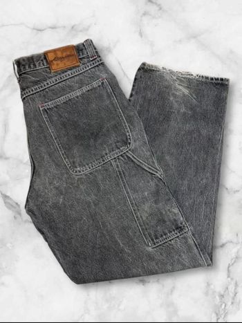 Jean Workwear cargo Carpenter Vintage 100% coton Gris Délavé - Bas Usé - W36- L34