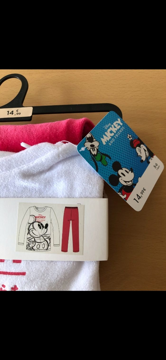 pyjamas fille en velours minnie disney 5 ans - photo numéro 2