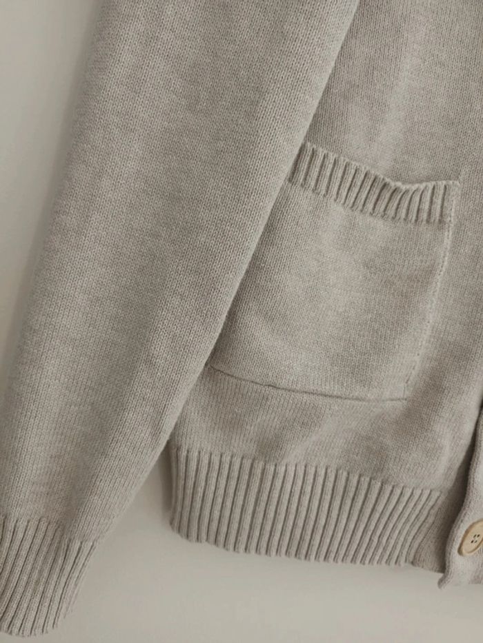 Joli gilet cardigan en maille Selected Homme taille L beige - photo numéro 6