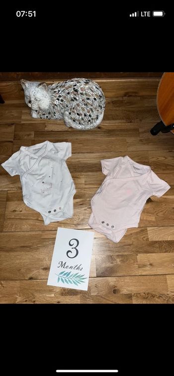 Lot de 2 bodys vertbaudet croisés très bon état 3mois/60 cm