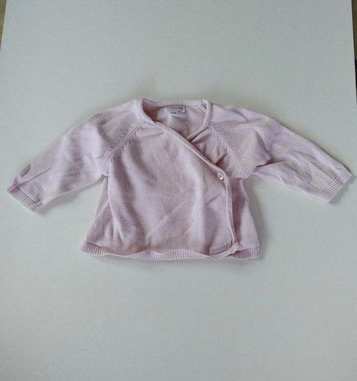 gilet cache coeur fille 1 mois Brioche rose