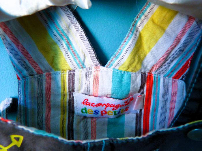 Salopette short bebe garçon La Compagnie des Petits 12 mois gris TBE - photo numéro 2
