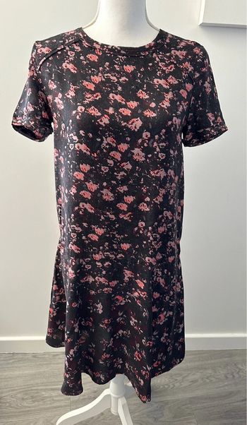 Robe mouchetée en soie bordeaux et rose Comptoir des cotonniers T36 S