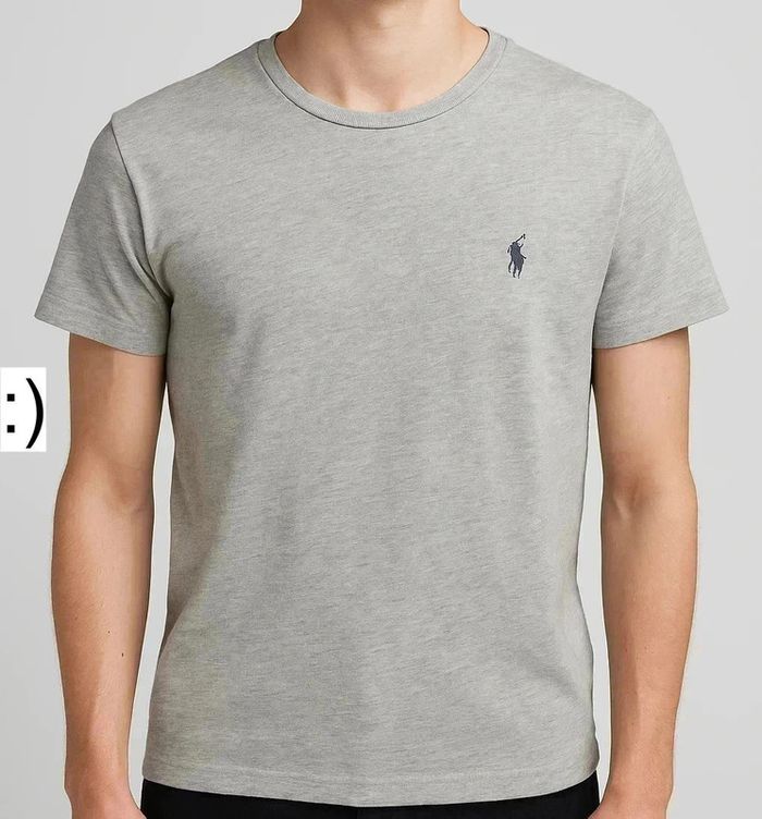 T-shirt vintage Polo Ralph Lauren gris chiné logo brodé – XS (style Y2K, casual chic)