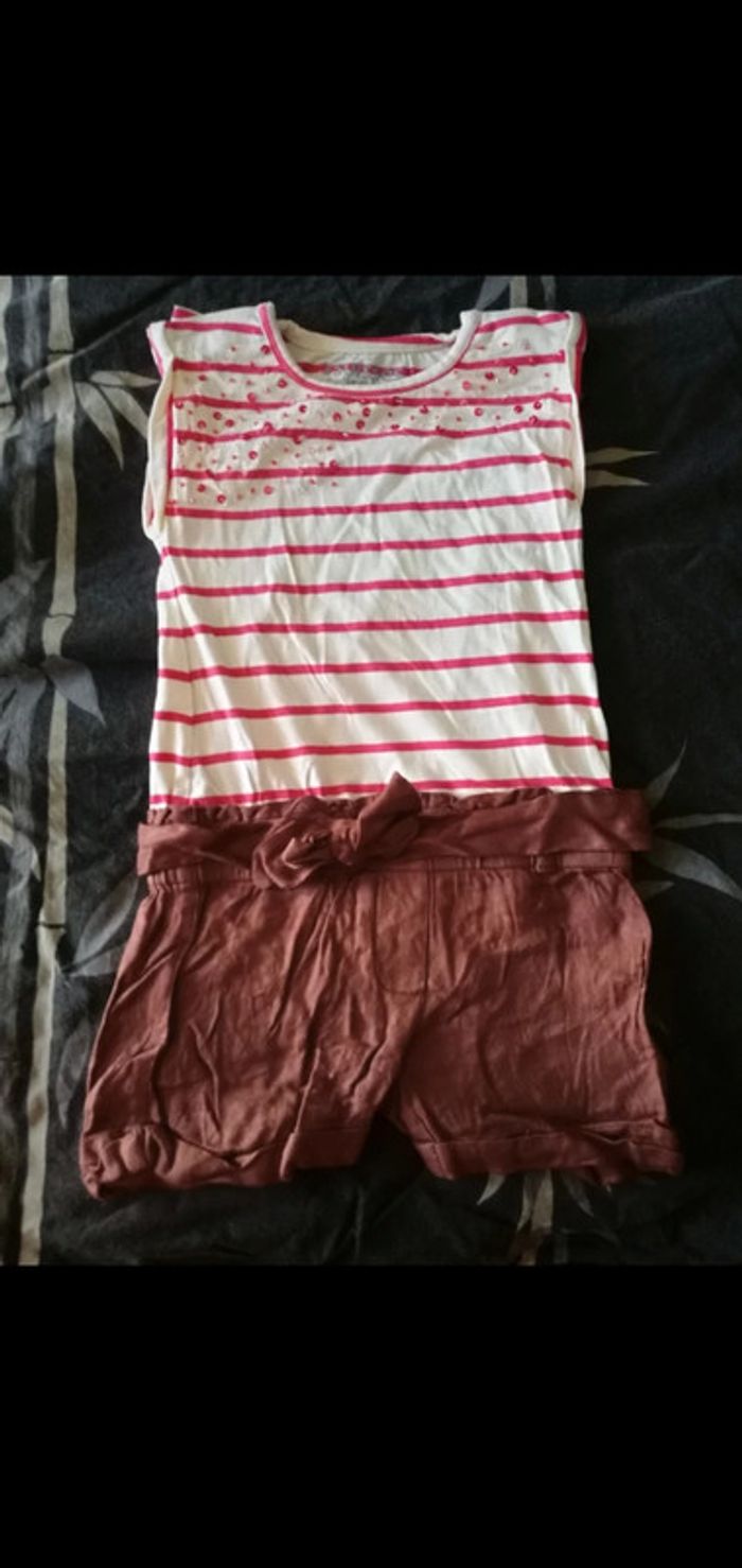 Combishort manches courtes marron rayée 3 suisses