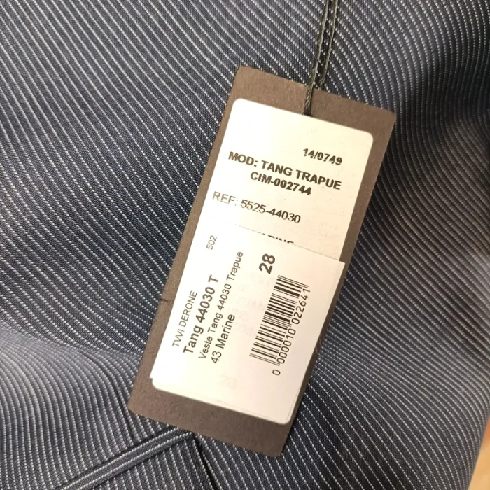 Veste de costume bleue à fines rayures blanches Griffe Noire Taille 52 A469 - photo numéro 8