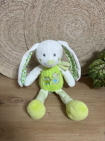 Doudou lapin vert blanc hibou mots d enfants