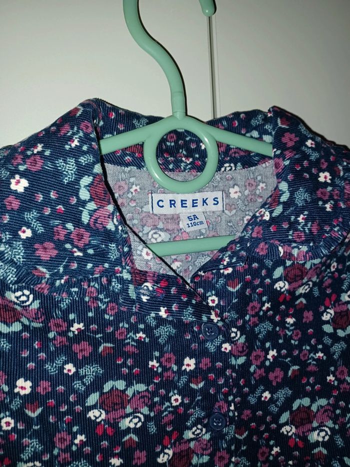 Robe velours bleu à fleurs Creeks 5 ans. - photo numéro 6