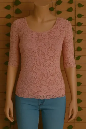 🌸T-shirt Dentelle Rose Bershka Taille 36🌸