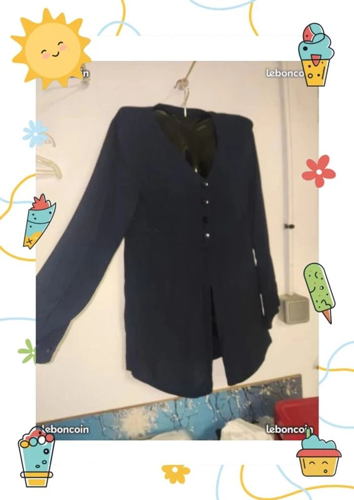 Tunique blouse bleue marine XS 34 Hennes Collection - photo numéro 4