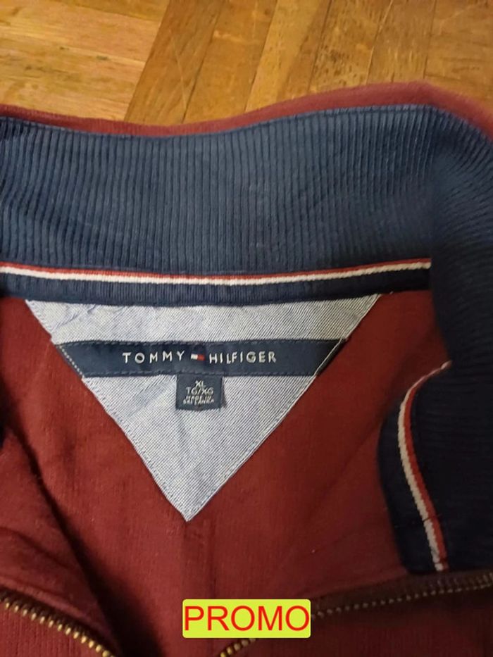 Magnifique sweat quarter zip Tommy Hilfiger half zip bordeaux taille XL  Ref 2IT053 - photo numéro 3