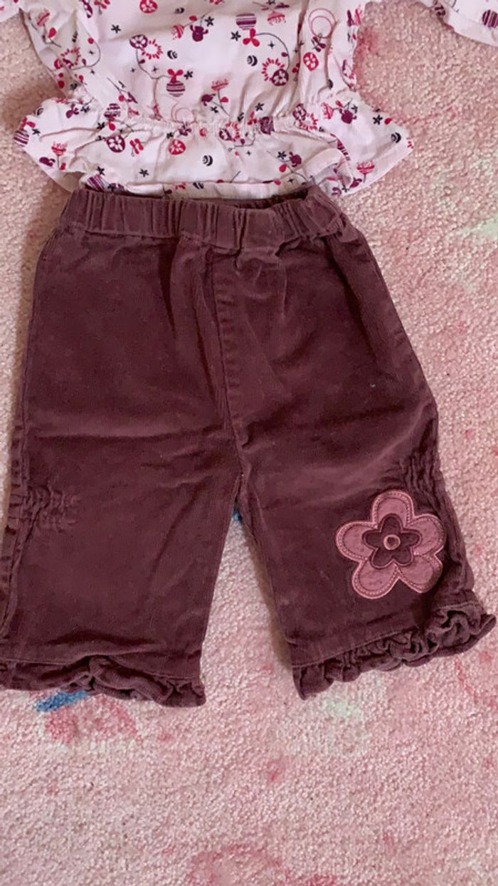 Ensemble velours pantalon et haut manches longues 3 mois - photo numéro 2