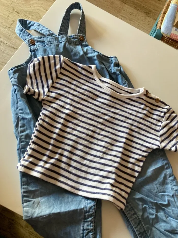 Ensemble, T-shirt, et salopette 24 36 mois - photo numéro 3