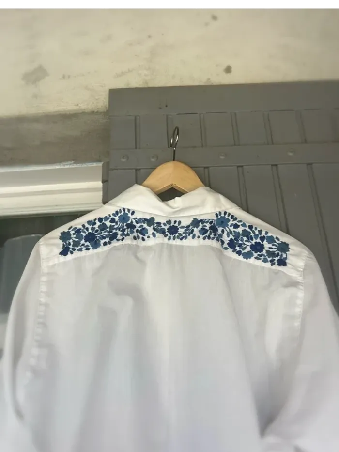 Sublime chemise blanche parisienne vintage - style Grèce - taille L - oversize - photo numéro 3