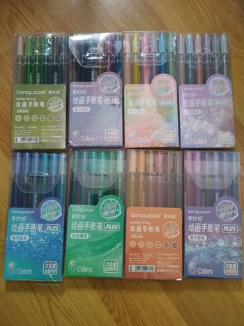 Lot 8 packs stylos gel Languo plus paillettes x6 (48 couleurs)