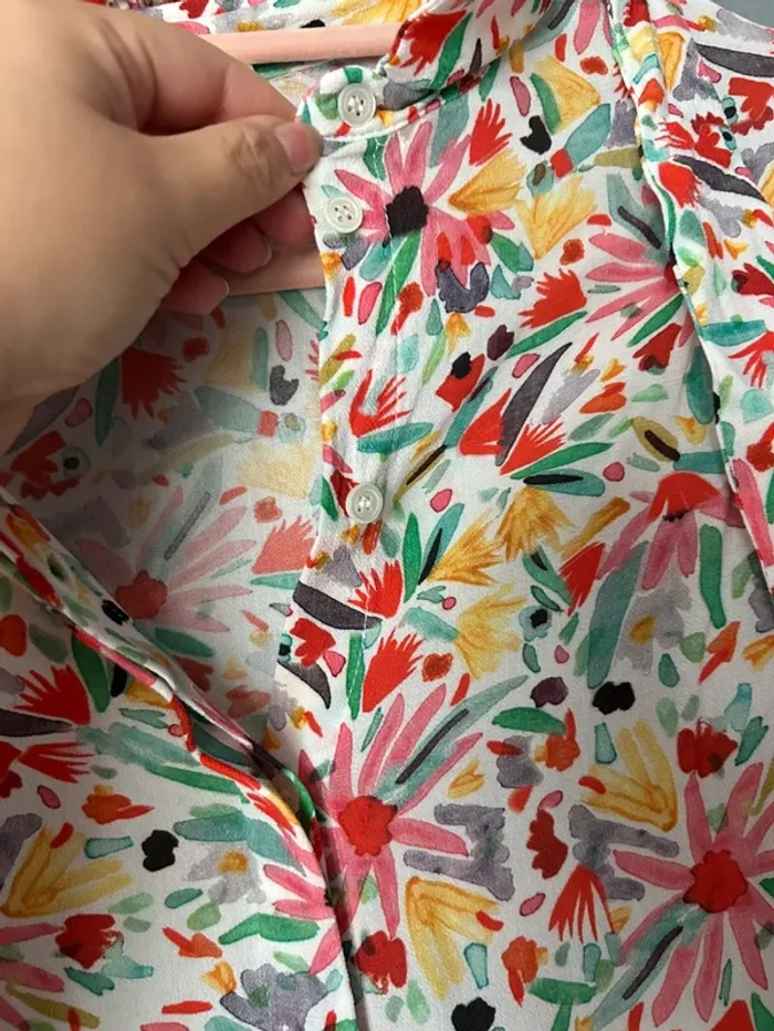 Chemise Sézane Fidji aquarelle T. 38 multicolore fleurs - photo numéro 7