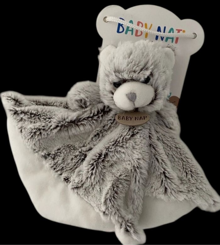❤️B4364 Doudou Plat Mouchoir Ours Babynat Baby Nat Les Flocons  Gris Marron Blanc