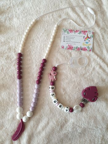 Collier allaitement/portage + Attache Tétine avec Adaptateur MAM