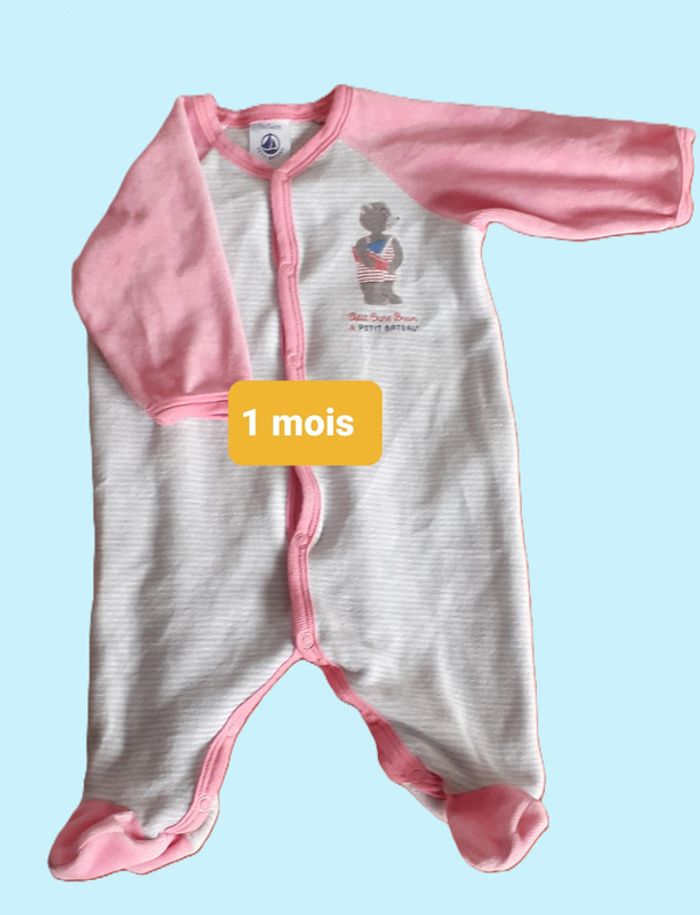 Ravissant petit pyjama "Petit Ours Brun". 1mois. Petit Bateau.