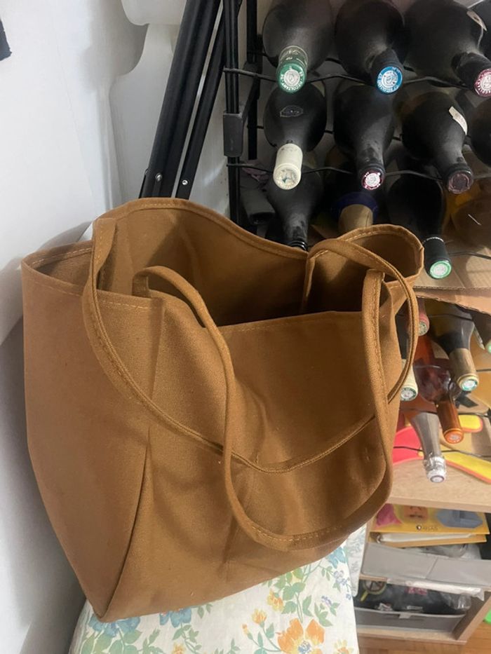 Sac à bandoulière marron décontracté en toile très résistant et de grande capacité - photo numéro 11