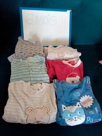 Lot de 6 pyjamas grenouillères 6mois bébé