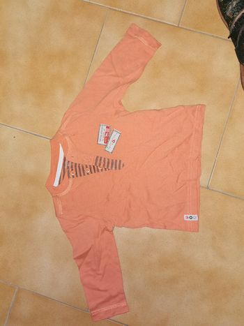 Tee shirt ml orange et marron 9mois