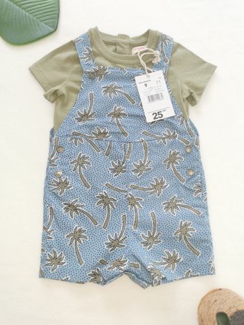 Ensemble palmiers salopette courte et Tee-shirt 9 Mois Du Pareil Au Même