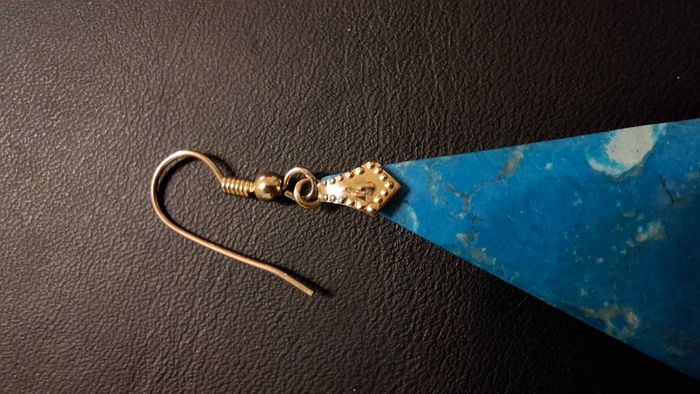 Boucle d'oreilles en pierre turquoise véritable - photo numéro 3