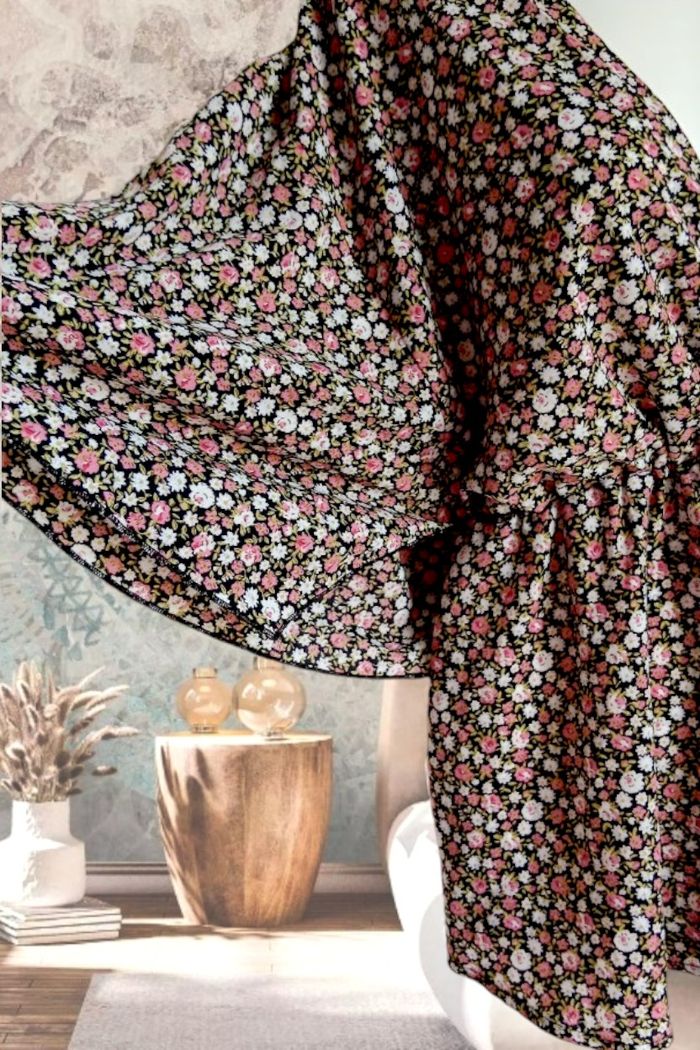 Blouse peplum manches chauve souris fleurie drapée Shein -1X - photo numéro 4