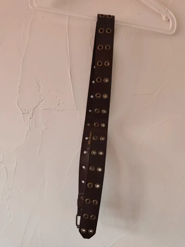 Jolie ceinture vintage synthétique marron taille L - photo numéro 2