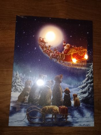 Tableau traîneau du Père Noël lumineux neuf