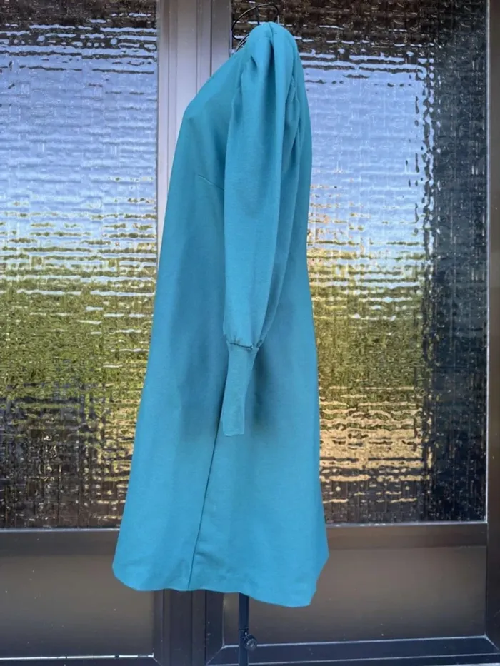Robe Bleu-Verte Manches Longues Bouffantes - photo numéro 9