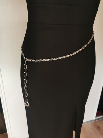 Ceinture en métal argenté à maille triple