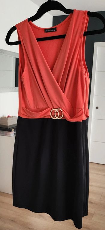 Robe fourreau moulante corail et noire taille L/XL Jade & Me