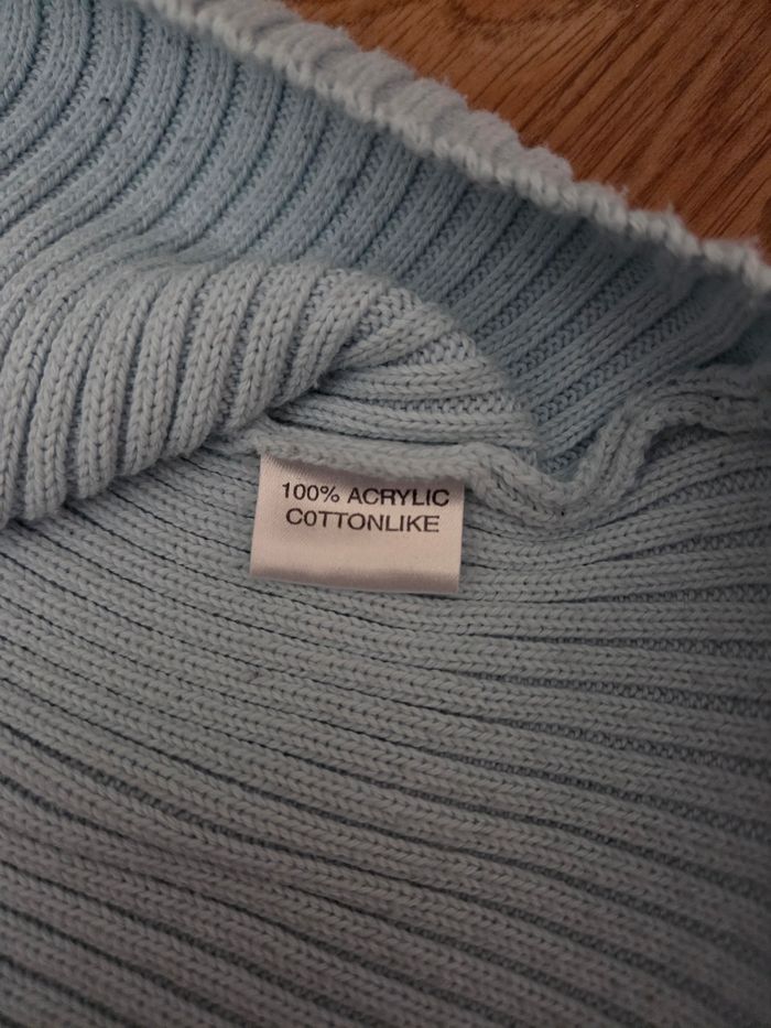 Gilet côtelé bleu pastel manches courtes Taille 38 ( M ) - photo numéro 4