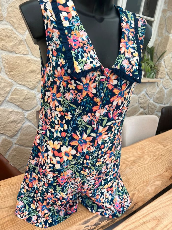 Combishort combinaison d’été taille L 40 femme à fleurs camaïeu - photo numéro 2