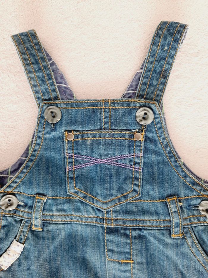 Robe en jean bleu foncé bas volanté liberty 9 mois Tissaia - photo numéro 2