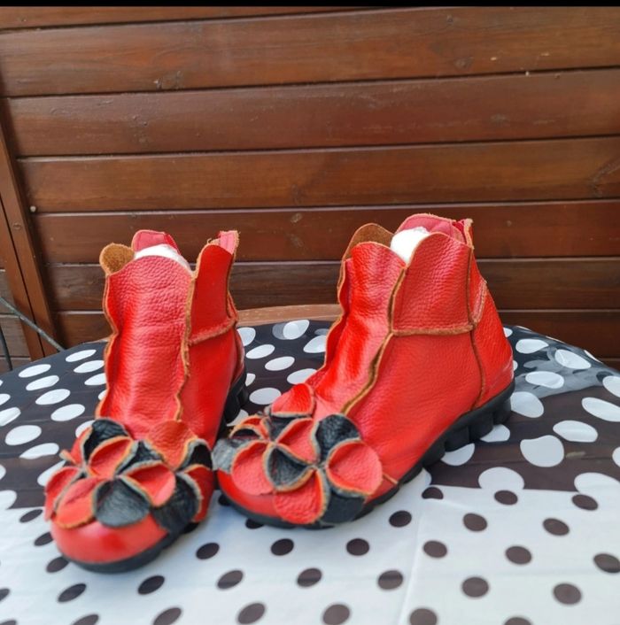 Bottine bohème cuir, pétales de fleurs 38 - photo numéro 8