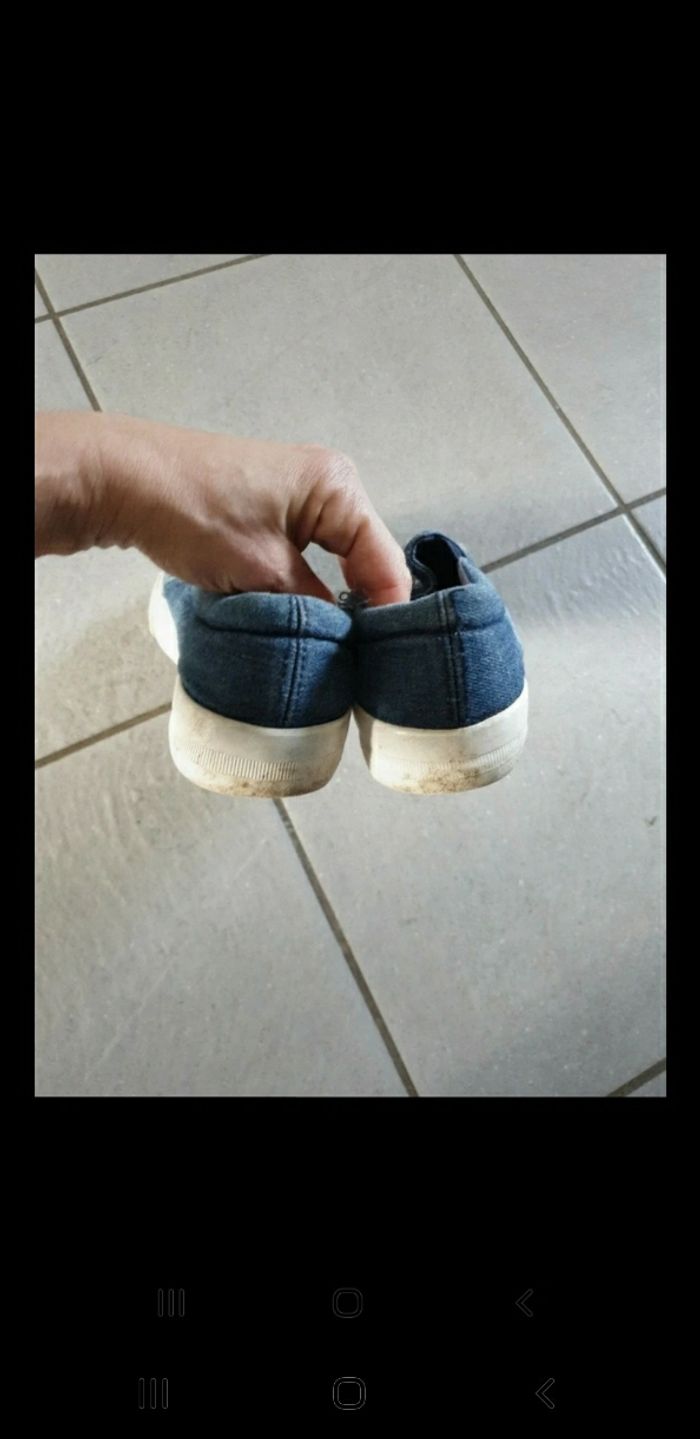 Baskets toile jeans fille étoiles argenté 35 - photo numéro 4