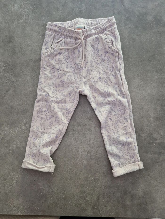 Pantalon bébé fille rose bambi taille élastique 100% coton T24mois TBE disney baby