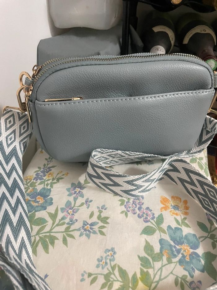 Sac bandoulière large en cuir PU bleu neuf - photo numéro 7