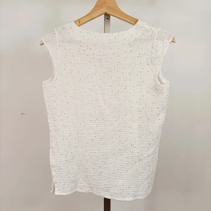 Top blanc à pois dorés Quintessence – Taille S A699 - photo numéro 2