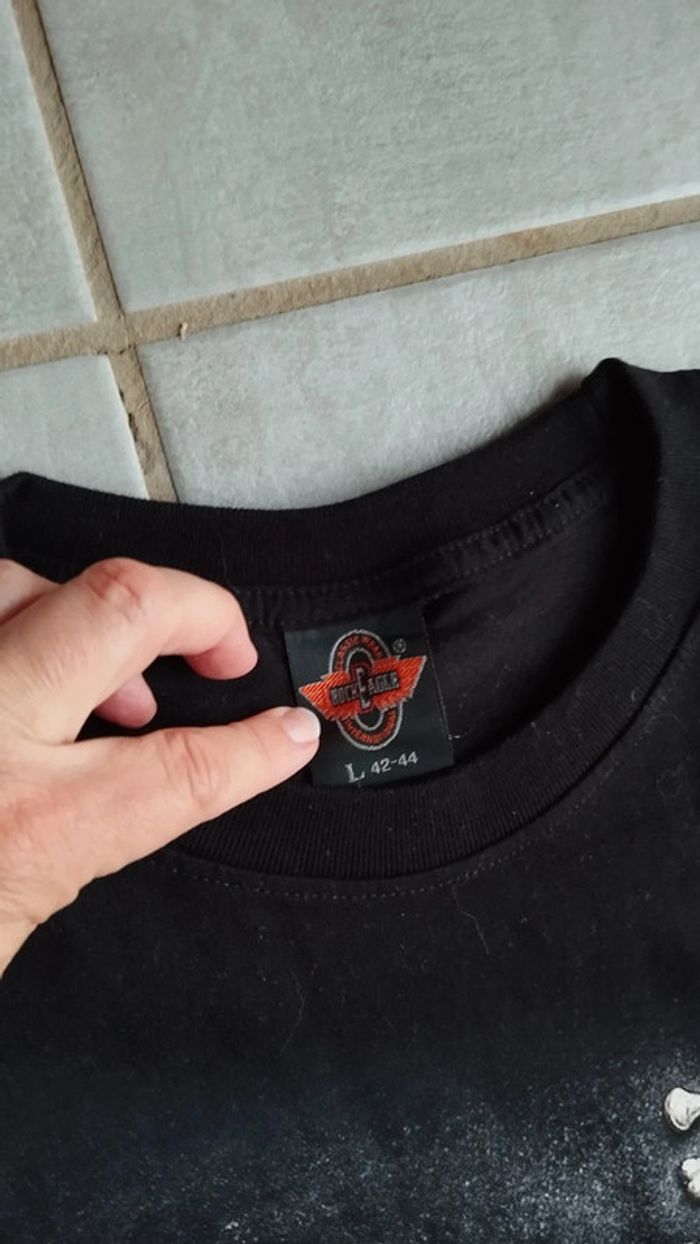 Tee-shirt noir tête de mort taille l homme - photo numéro 5