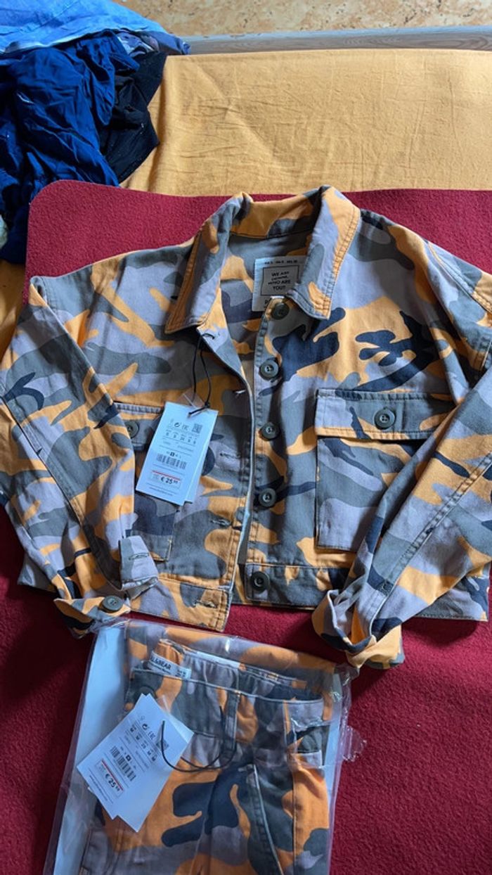 Joli ensemble veste courte et pantalon camouflage neuf avec étiquette - photo numéro 3