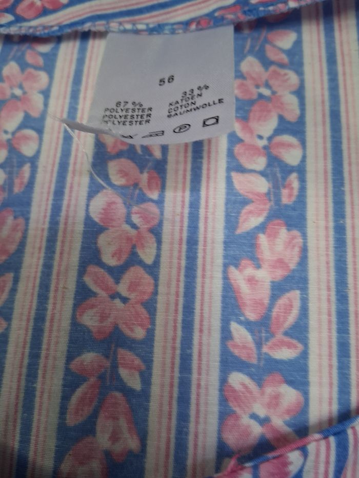 Blouse de cuisine vintage rose et bleu " t- 56" neuf - photo numéro 3