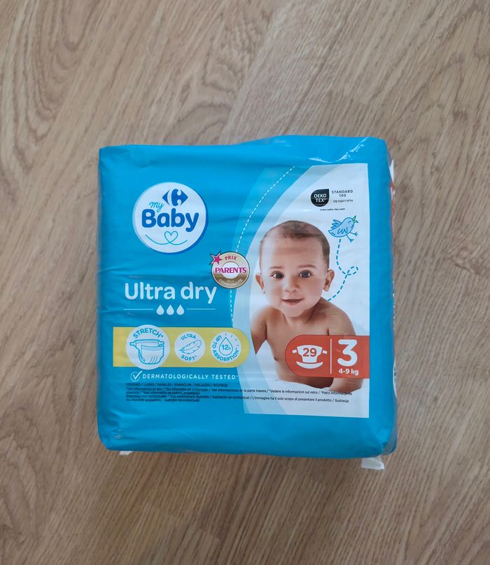 28 couches taille 3 Carrefour My Baby Ultra dry 4-9kg