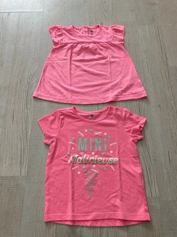 Lot de 2 tee-shirts MC rose 24 mois
