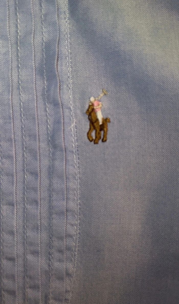 Chemise bleu ciel manches courtes col claudine 6 ans - Ralph Lauren - photo numéro 3