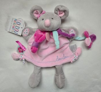 Doudou et compagnie marionnette souris rose Pearly