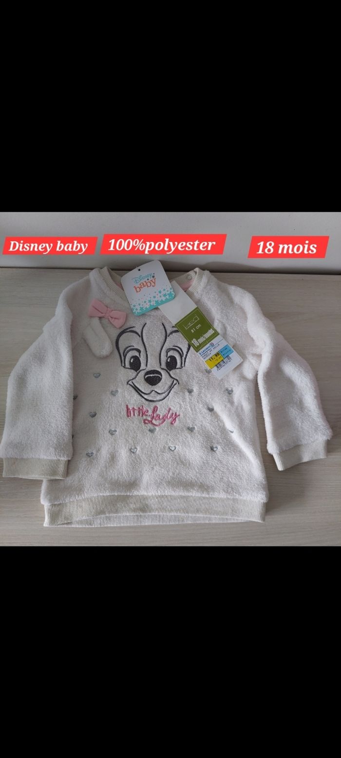 Pull blanc fille 18mois motif chien